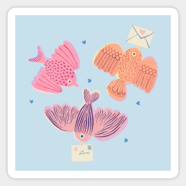 Love Letter Birds Magnet by Rebelform